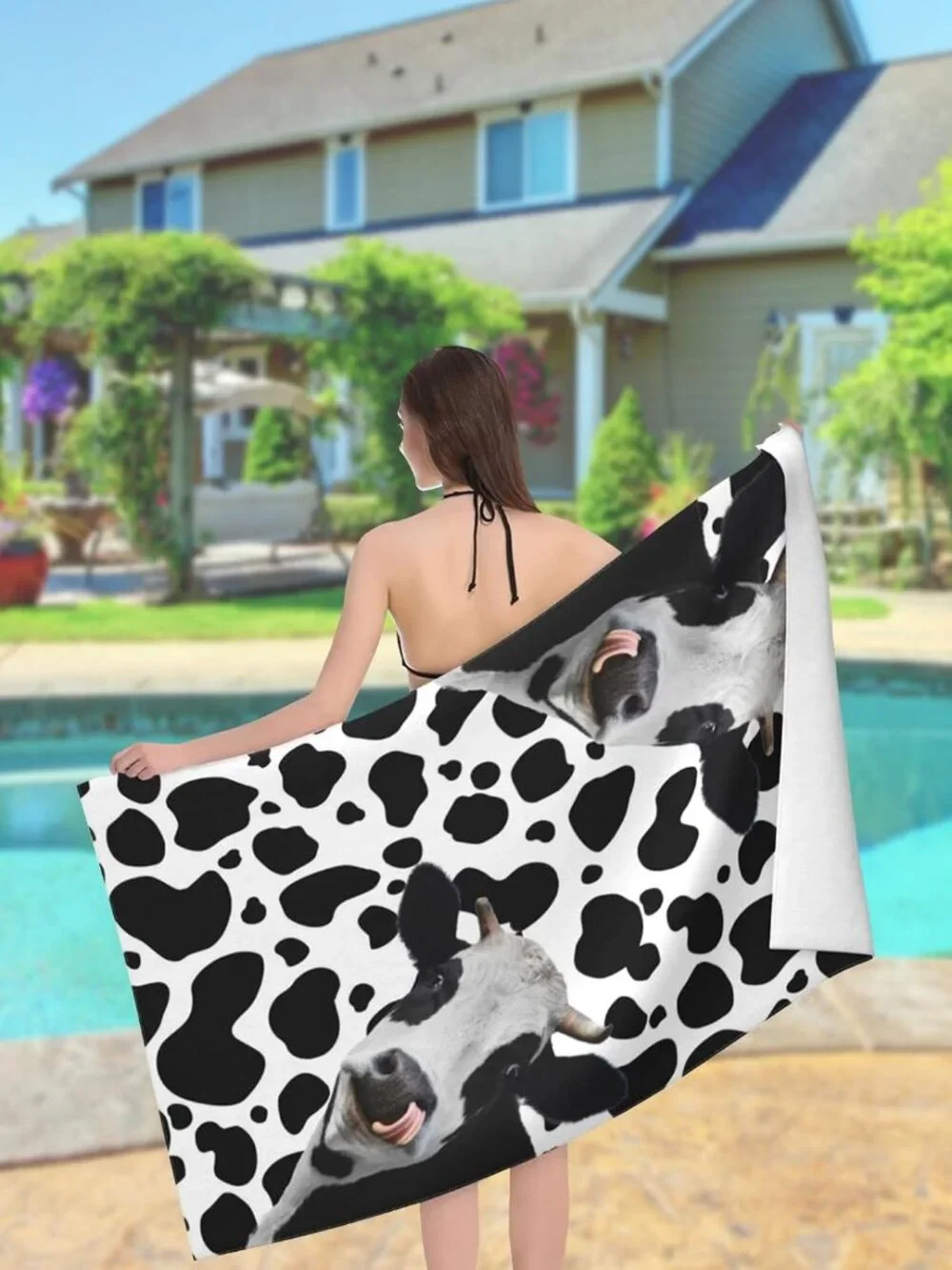 Cow Print Beach Towel, Quick Dry Super Absorbent 60X30 in Bath Towels, Lightweig